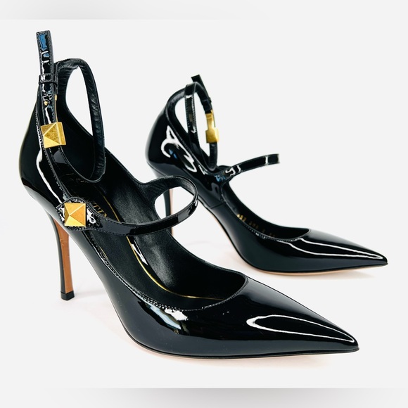 Valentino Garavani Ankle Strap Mary Jane Studded Patent Pumps Size EU 39.5 - Picture 13 of 13
